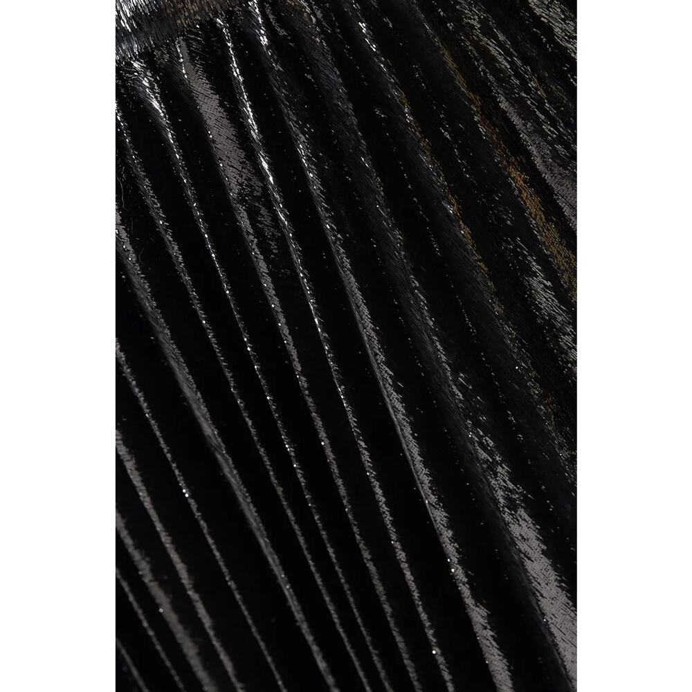 NWT Dolce & Gabbana Black Pleated Midi Skirt in Flowing Lamé Velvet  IT 40 US S - Picture 4 of 13